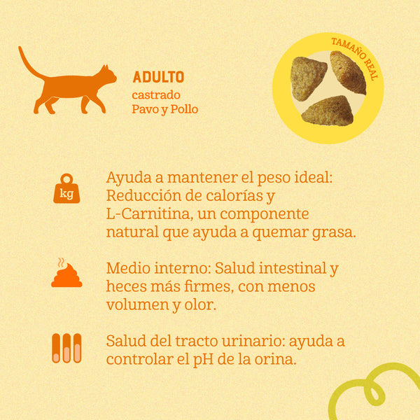 Comida para Gato Naturalis Adulto Castrado Pollo y Pavo