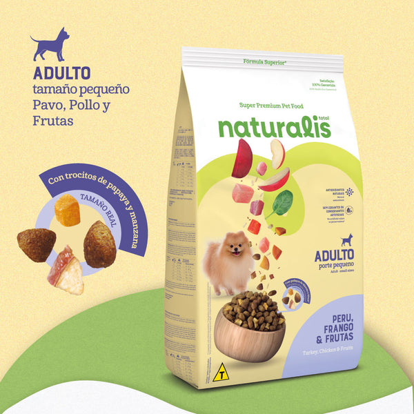 Comida para Perro Naturalis Adulto Raza Pequeña Pollo, Pavo y Frutas 10.1 kG