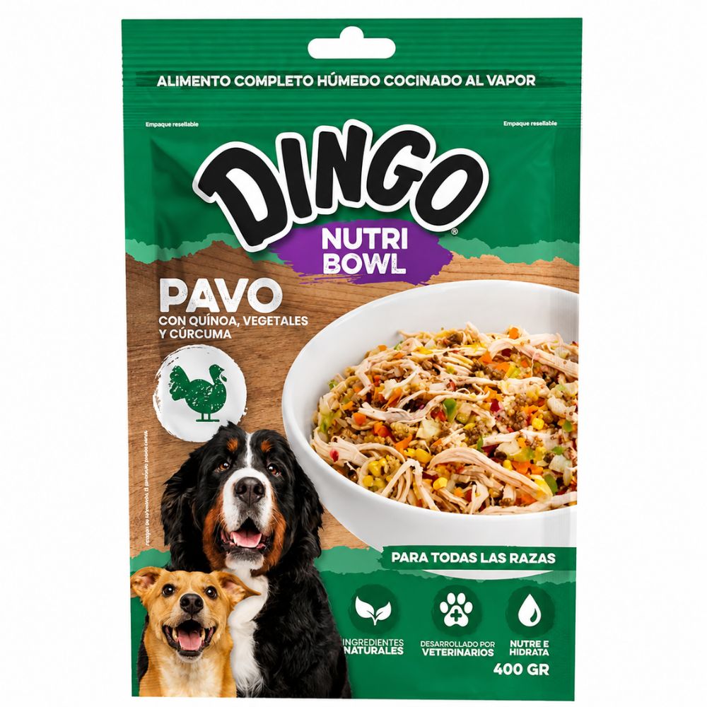 Alimento Humedo Para Perros Dingo Nutri Bowl 400gr Pavo