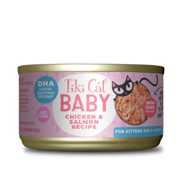 Lata Tiki Cat Baby F Kitten Pollo y Salmon 68 gr