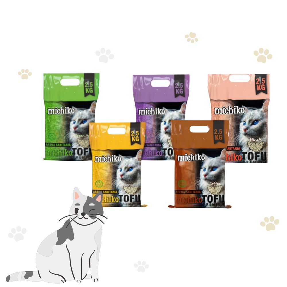 Arena para gatos Sanitaria Premium Michiko Tofu Ecologica