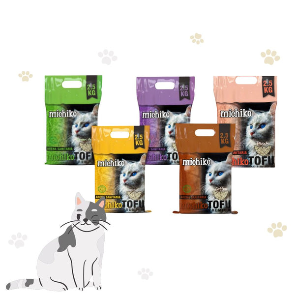 Arena para gatos Sanitaria Premium Michiko Tofu Ecologica