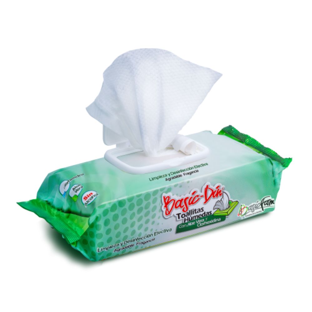 Paños húmedos Basic Din con Aloe vera y Clorhexidina