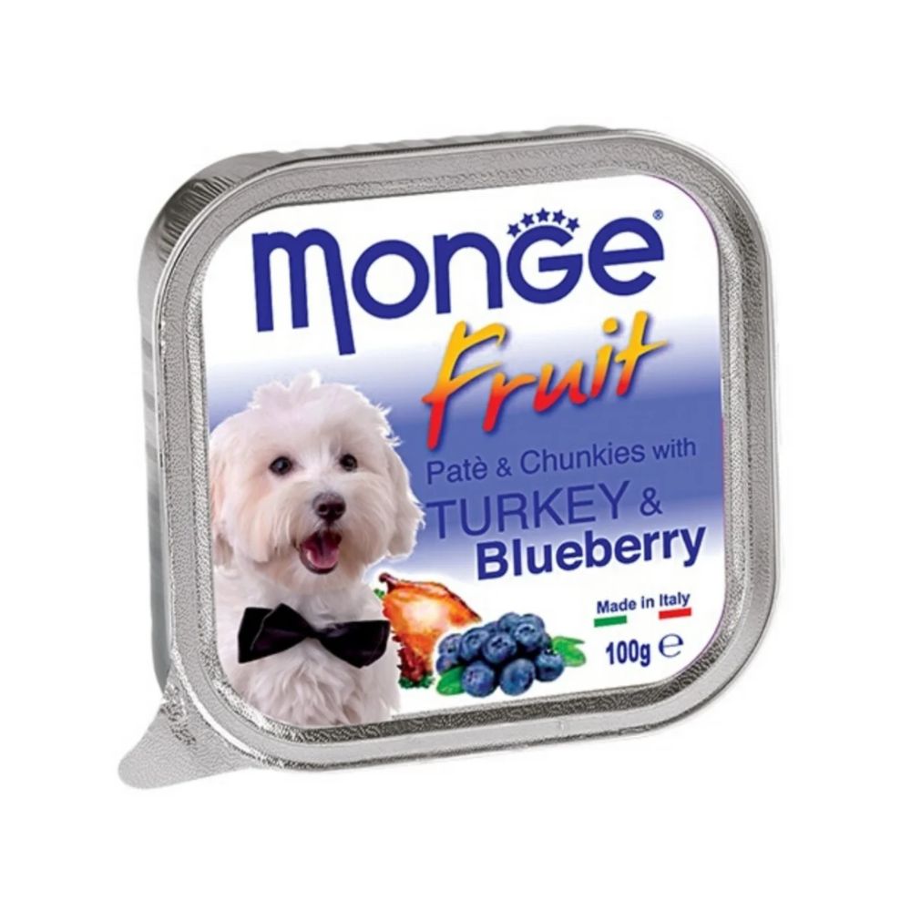 Alimento húmedo para Perro Pate Monge Fruit Turkey and Blueberry 100 gr