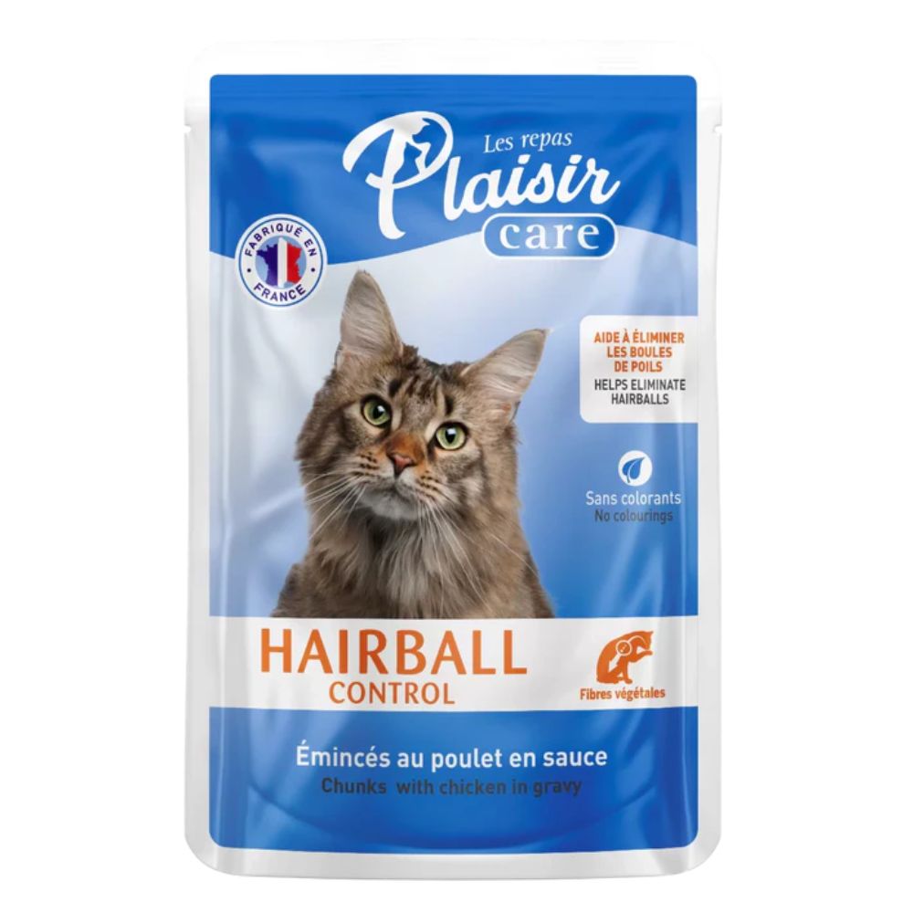 Alimento humedo para gatos Plaisir Hairball Control 85gr