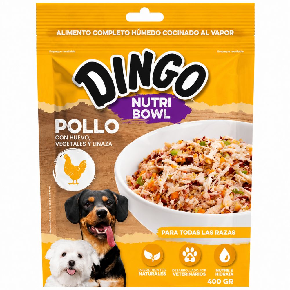 Alimento Humedo Para Perros Dingo Nutri Bowl 400gr Pollo