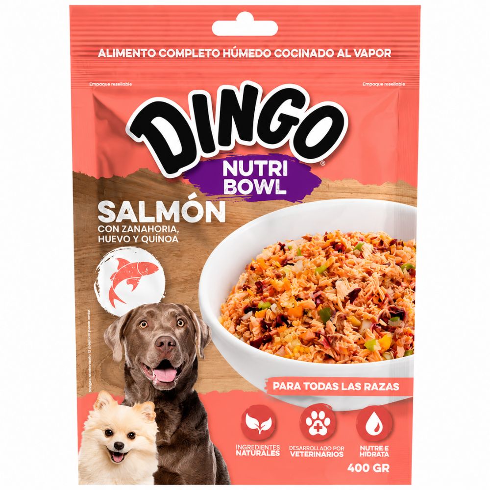 Alimento Humedo Para Perros Dingo Nutri Bowl 400gr Salmon