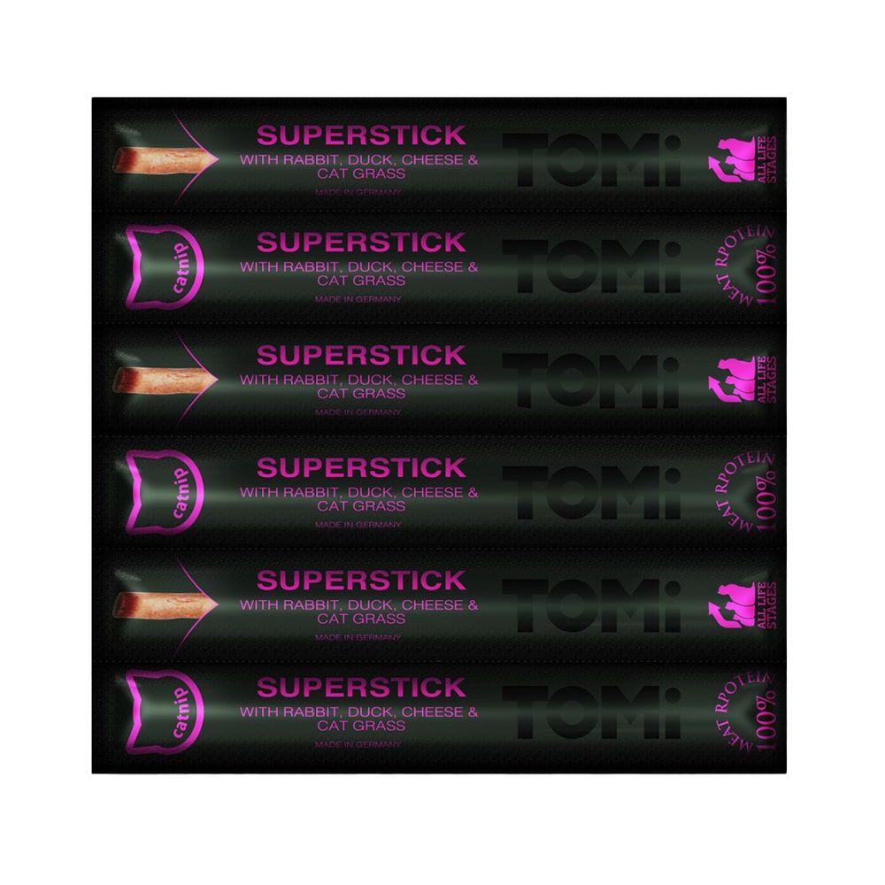 Snack Para Gato Tomi Sticks Conejo, Pato, Queso Y Catnip x6 unds
