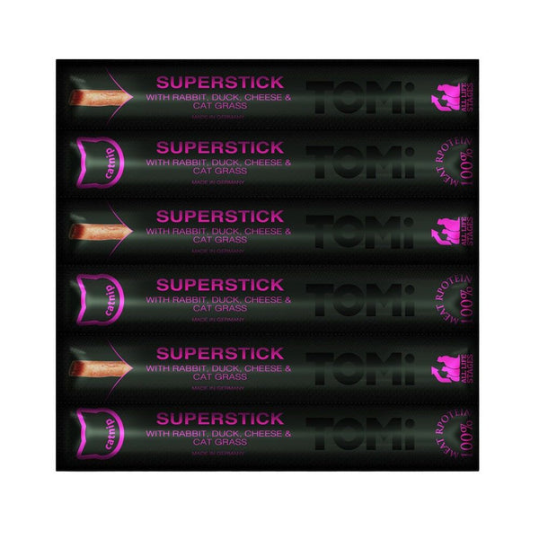Snack Para Gato Tomi Sticks Conejo, Pato, Queso Y Catnip x6 unds