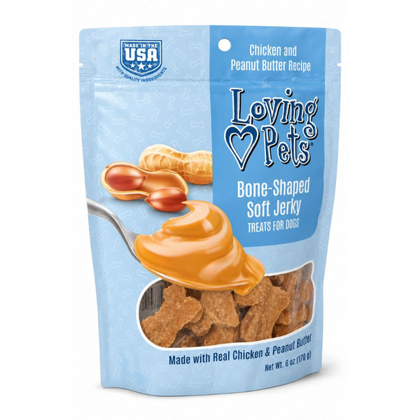 Snack Para Perro Loving Pets Jerky Pollo y Mantequilla De Maní Con Forma De Hueso 6oz