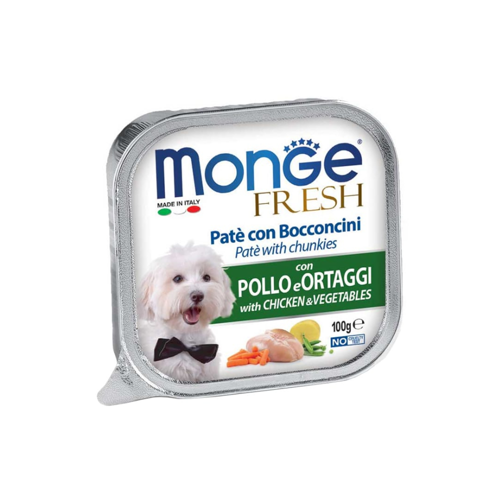 Alimento húmedo para Perro Pate Monge Fresh Pollo y Verduras 100 gr