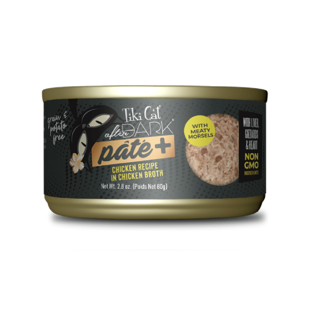 Lata Tiki Cat After Dark Pate Pollo Y Pato en Caldo De Pollo 80 Gramos