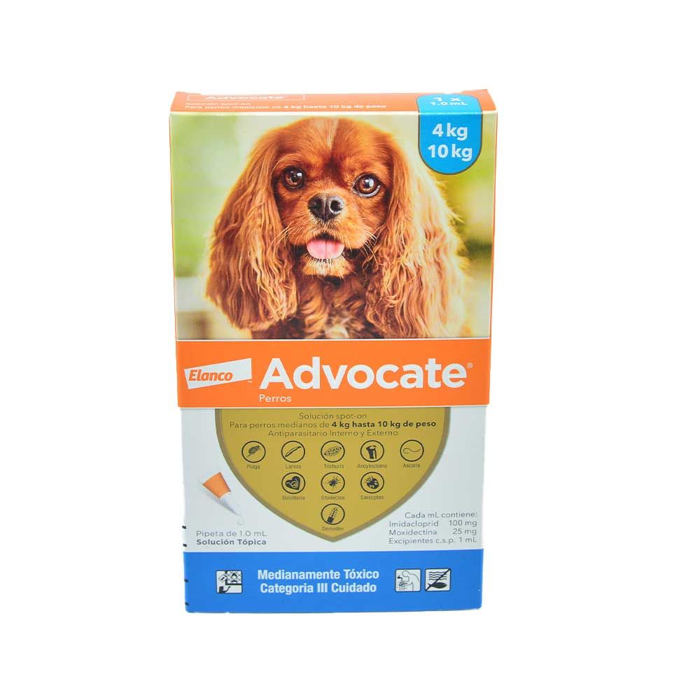 Antipulgas y desparasitante para perros Advocate entre 4 - 10 Kg