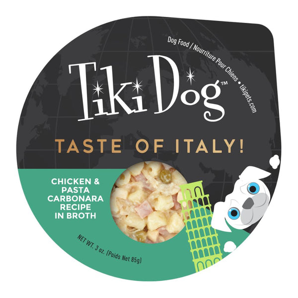 Alimento húmedo para perro Tiki Dog Taste Of Italy pollo y pasta carbonara 85 gr