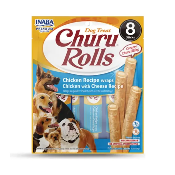 Churu Snack Rolls Perro Pollo y Queso  96 Gramos