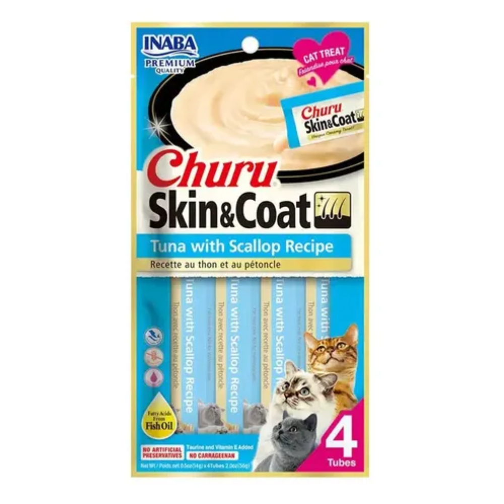 Churu Snack Gatos Skin Coat Atun Scallop  56gr