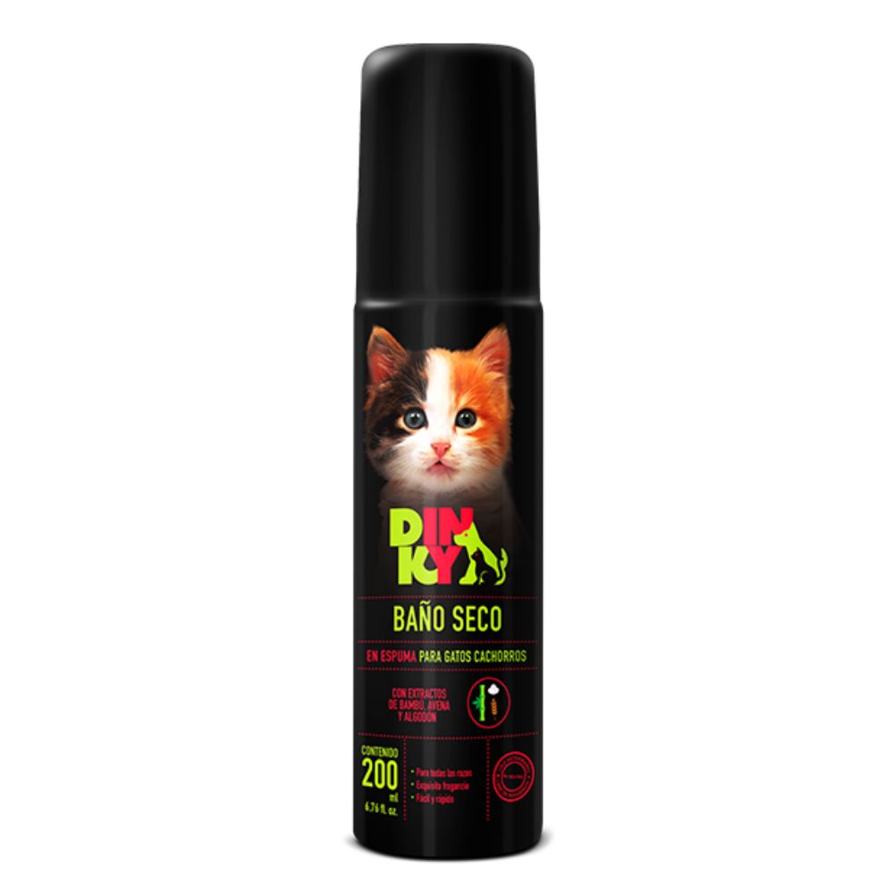 Dinky Baño Seco de Espuma para Gatos Cachorro 200 ml