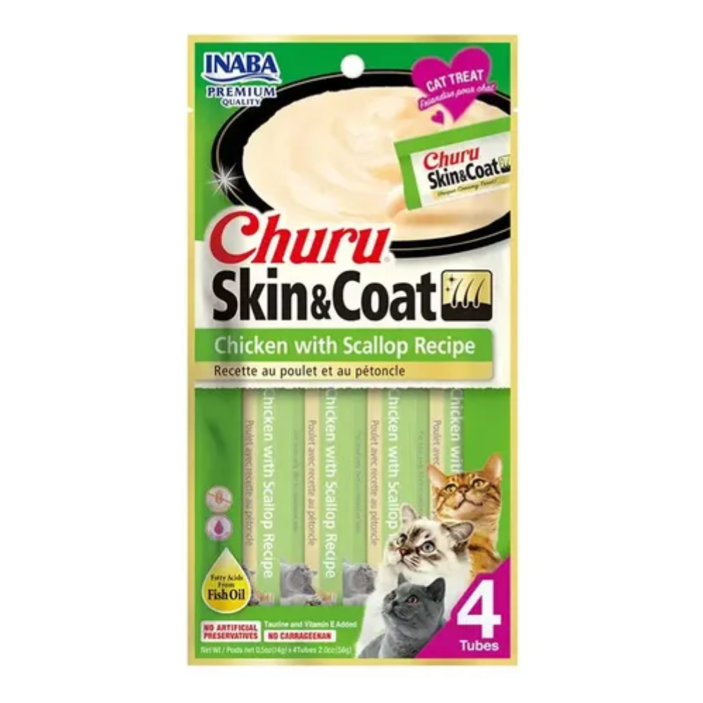 Churu Snack Gatos Skin Coat Pollo Scallop  56gr