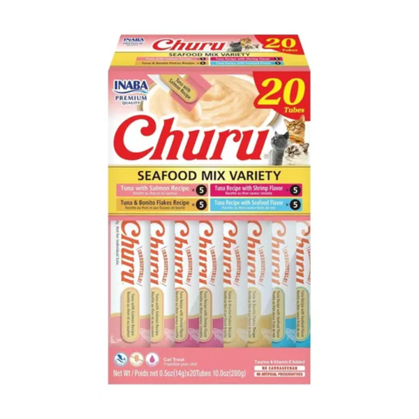 Churu Snack para Gatos Atún y Mariscos Caja 20 Unidades por 280 g