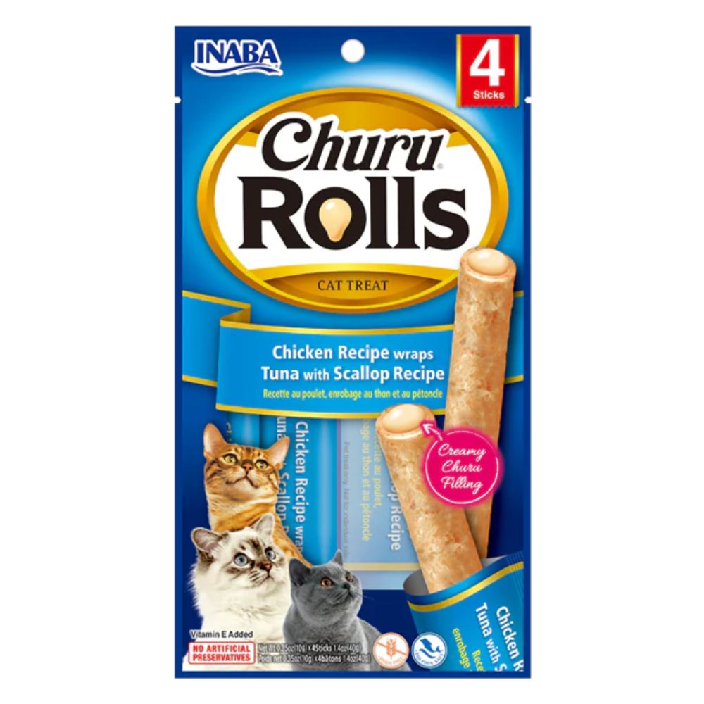 Churú Snack Rolls Gatos Pollo con Scallop 40 Gr