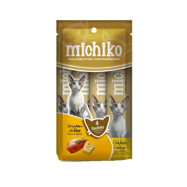 Snack Para Gatos Michiko x 4 Sobres de pollo con Queso