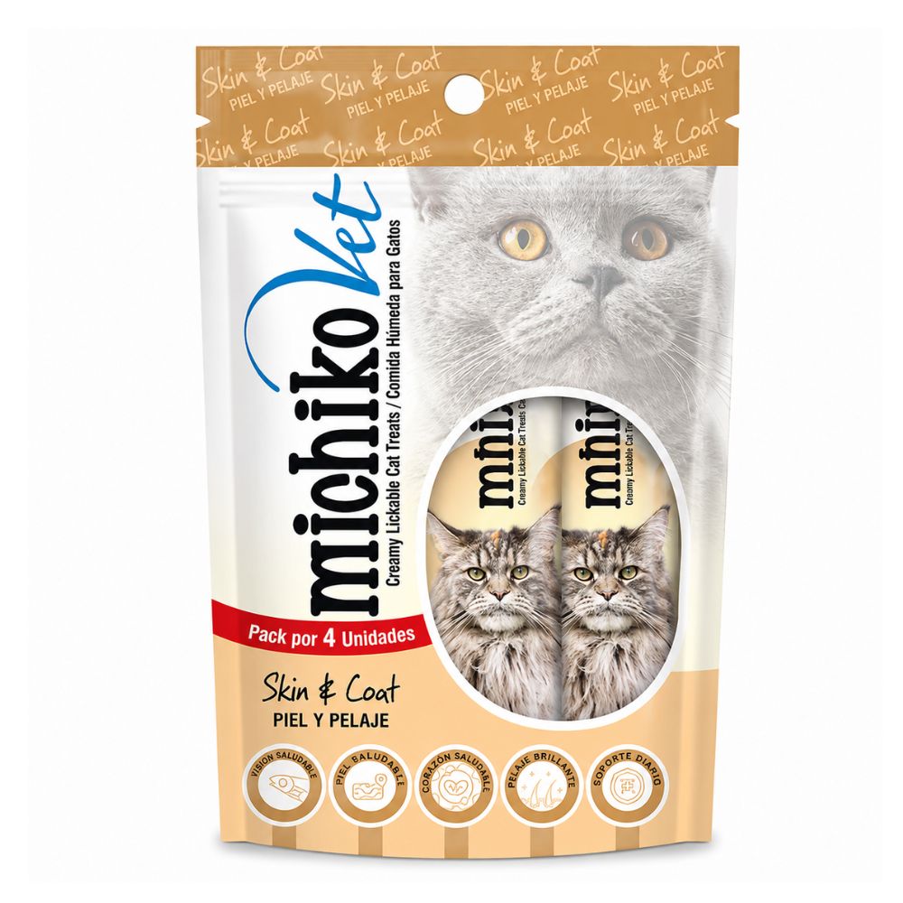 Snack Para Gatos Michiko Vet Piel y Pelaje X 4 und