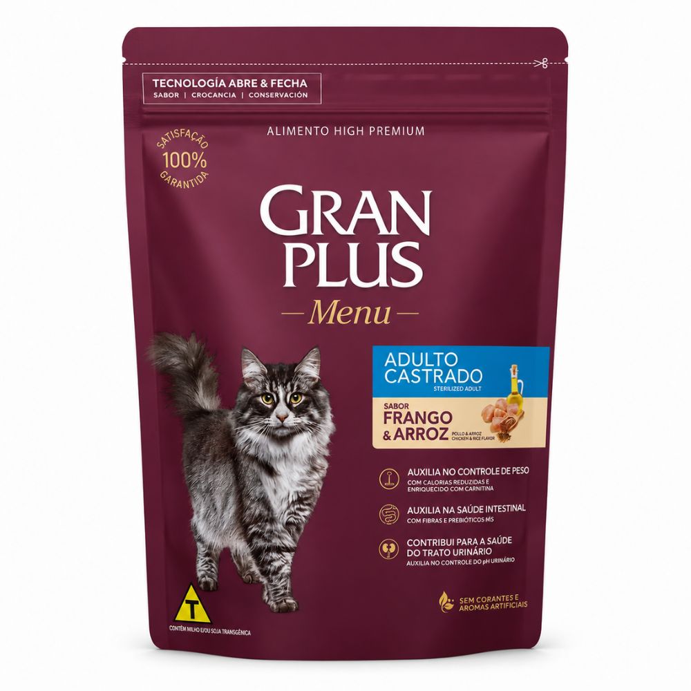 Alimento Para Gato Gran Plus Castrado Pollo y Arroz 1 Kg