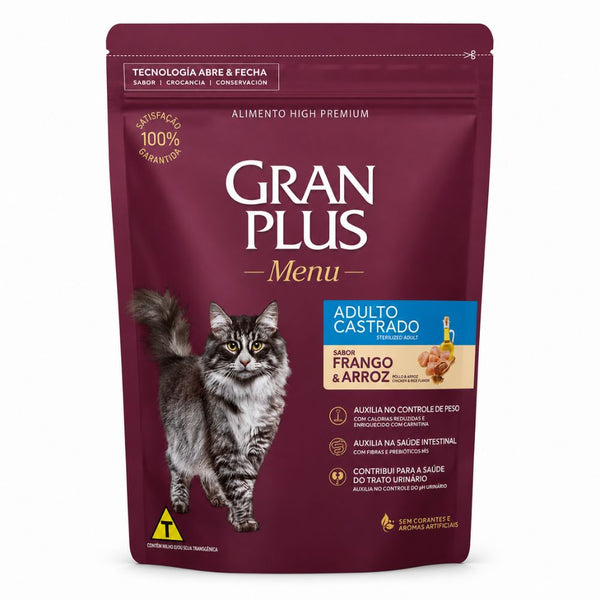 Alimento Para Gato Gran Plus Castrado Pollo y Arroz 1 Kg