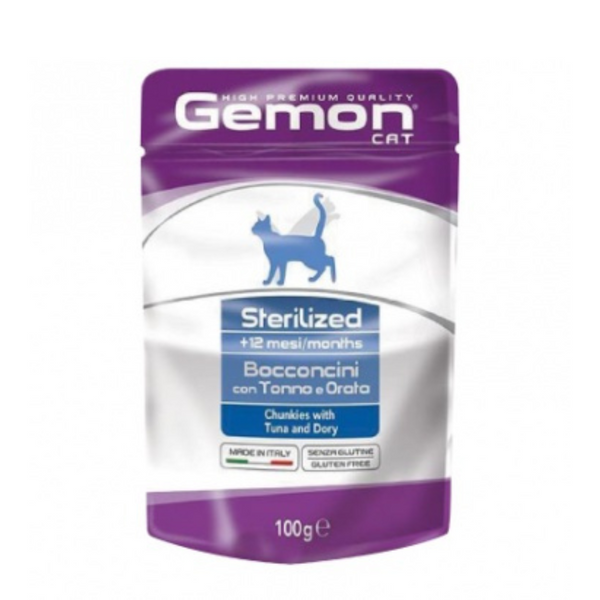 Alimento húmedo para gatos Esterilizado Gemon Pate 100gr