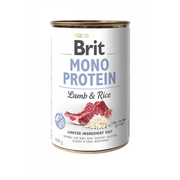 Alimento húmedo para perros BRIT Mono Protein Cordero & arroz 400gr