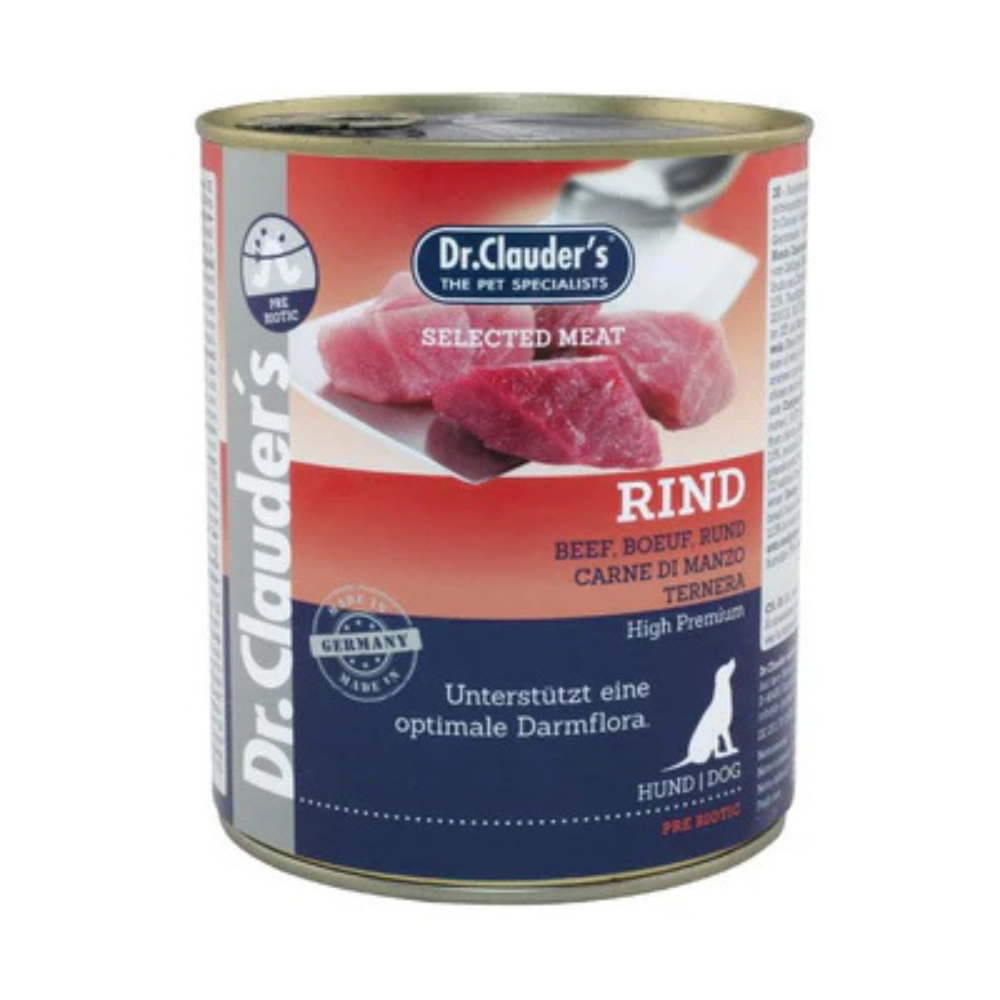 Alimento húmedo para perros Dr Clauder's Rind 800gr
