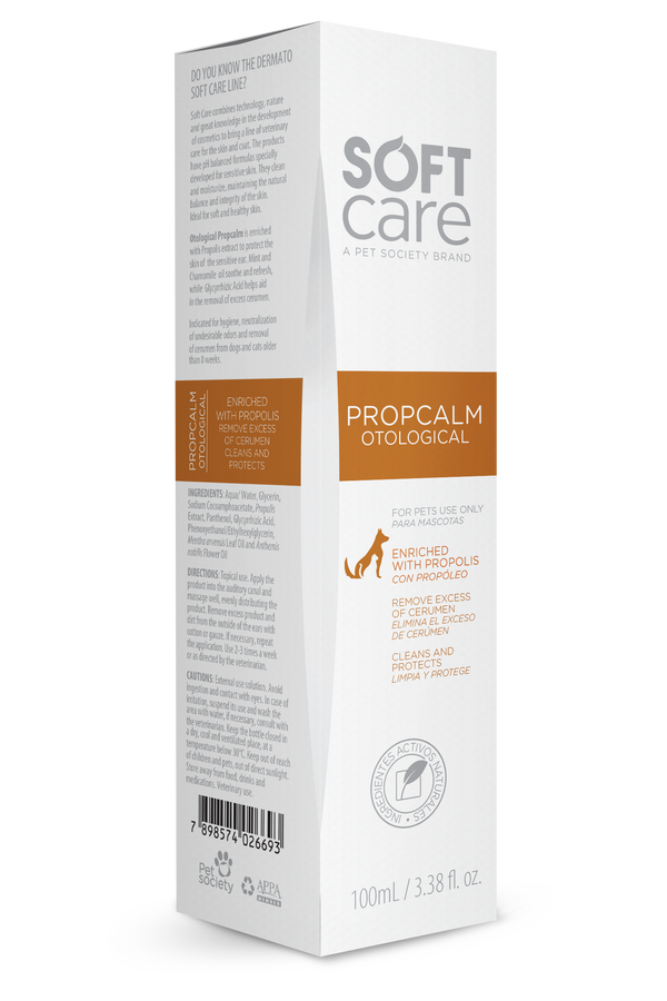 Limpiador de Oidos para Perros y Gatos Soft Care Propcalm otologico 100 ml