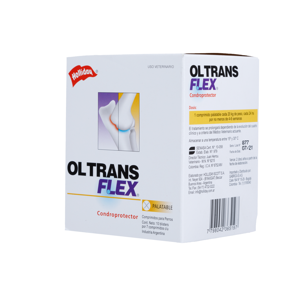 Suplemento Ol Trans Flex para Perros Blister 7 a 70 Comprimidos