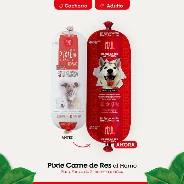 Alimento Húmedo para Perro Pixie Adulto y Cachorro Dieta Horneada Carne Bolsa por 6 Unidades (Solo Bogotá)