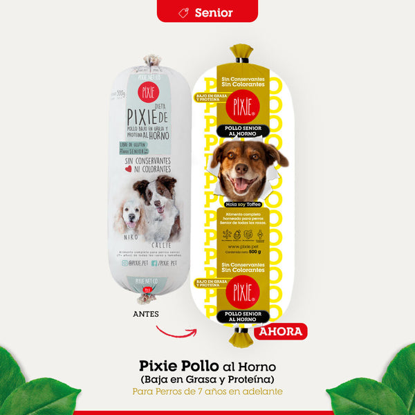 Alimento Húmedo para Perro Pixie Senior Dieta Horneada Pollo Bajo en Grasa Bolsa por 6 Unidades (Solo Bogotá)