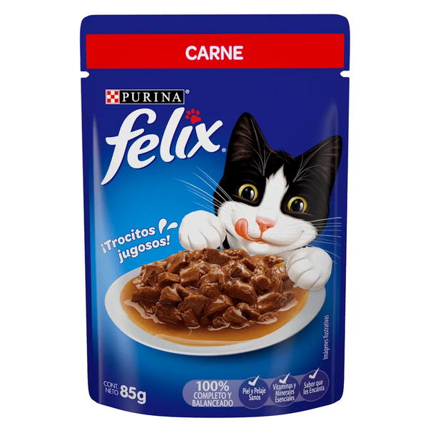 Alimento húmedo para gatos Felix Classic Carne 85gr