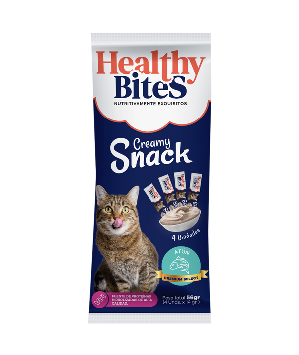 Snack Cremoso para Gato Healthy Bites sabor Atún 56 gr sobre por 4 unidades