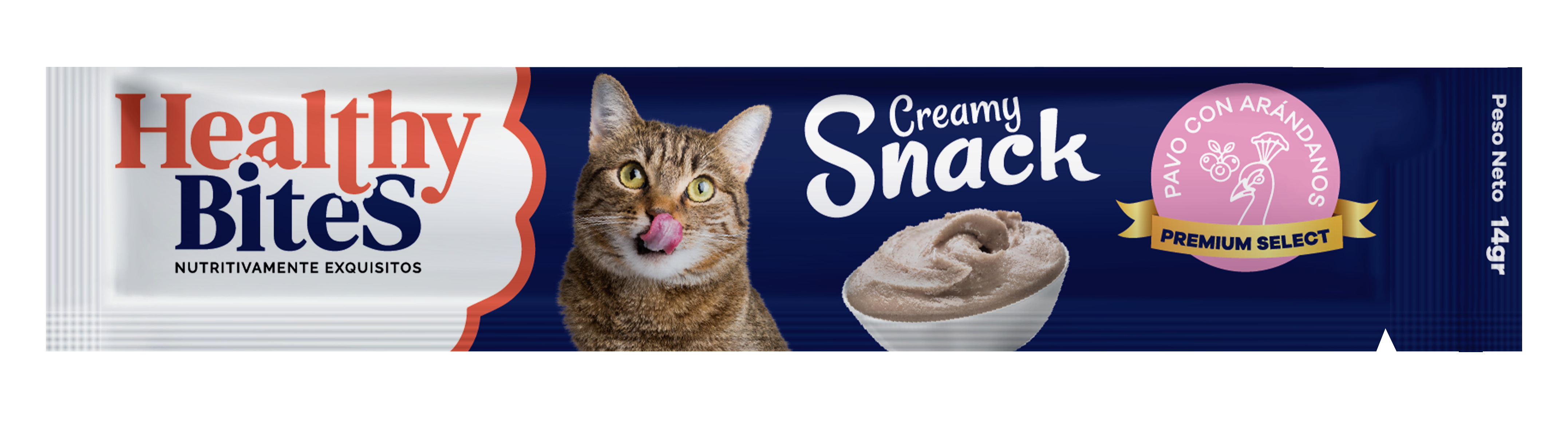 Snack Cremoso para Gato Healthy Bites sabor Pavo y arandanos 56 gr sobre por 4 unidades
