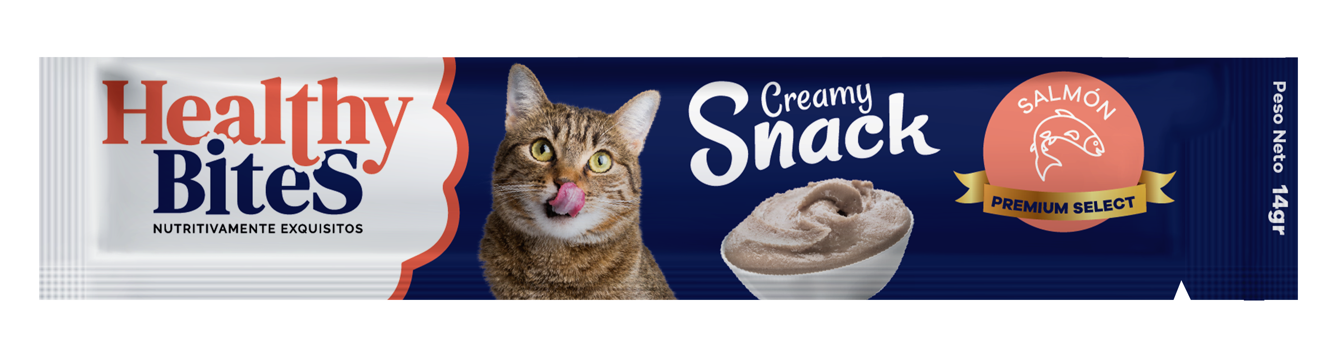 Snack Cremoso para Gato Healthy Bites sabor Salmón 56 gr sobre por 4 unidades