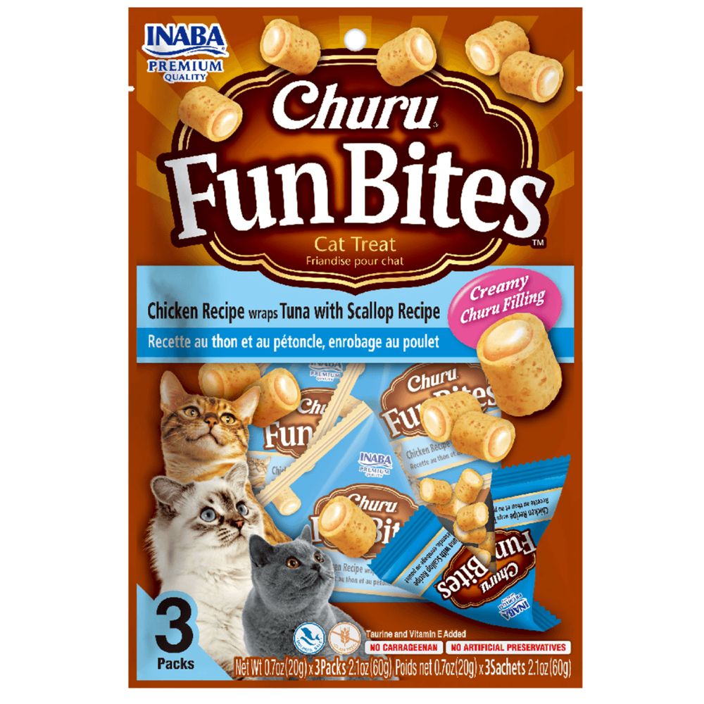 Snack Para Gato Churu Fun Bites Pollo Con Atún y Vieira 60gr