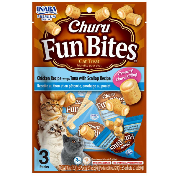 Snack Para Gato Churu Fun Bites Pollo Con Atún y Vieira 60gr
