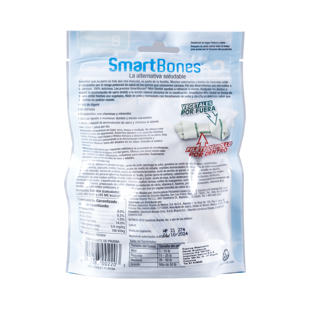 Snack para perro pequeño Smartbones dental 8 Und