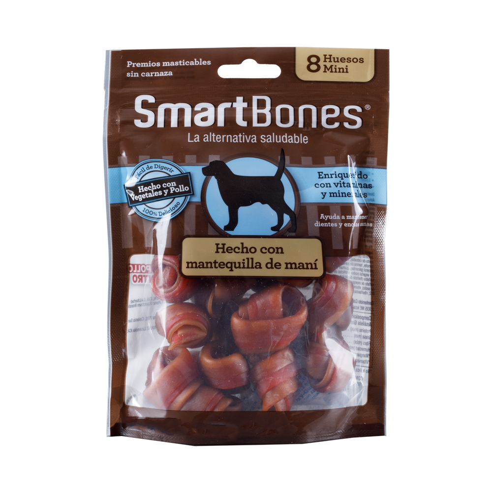 Snack para perros pequeños Smartbones Mantequilla de Mani Paquete 8 Und
