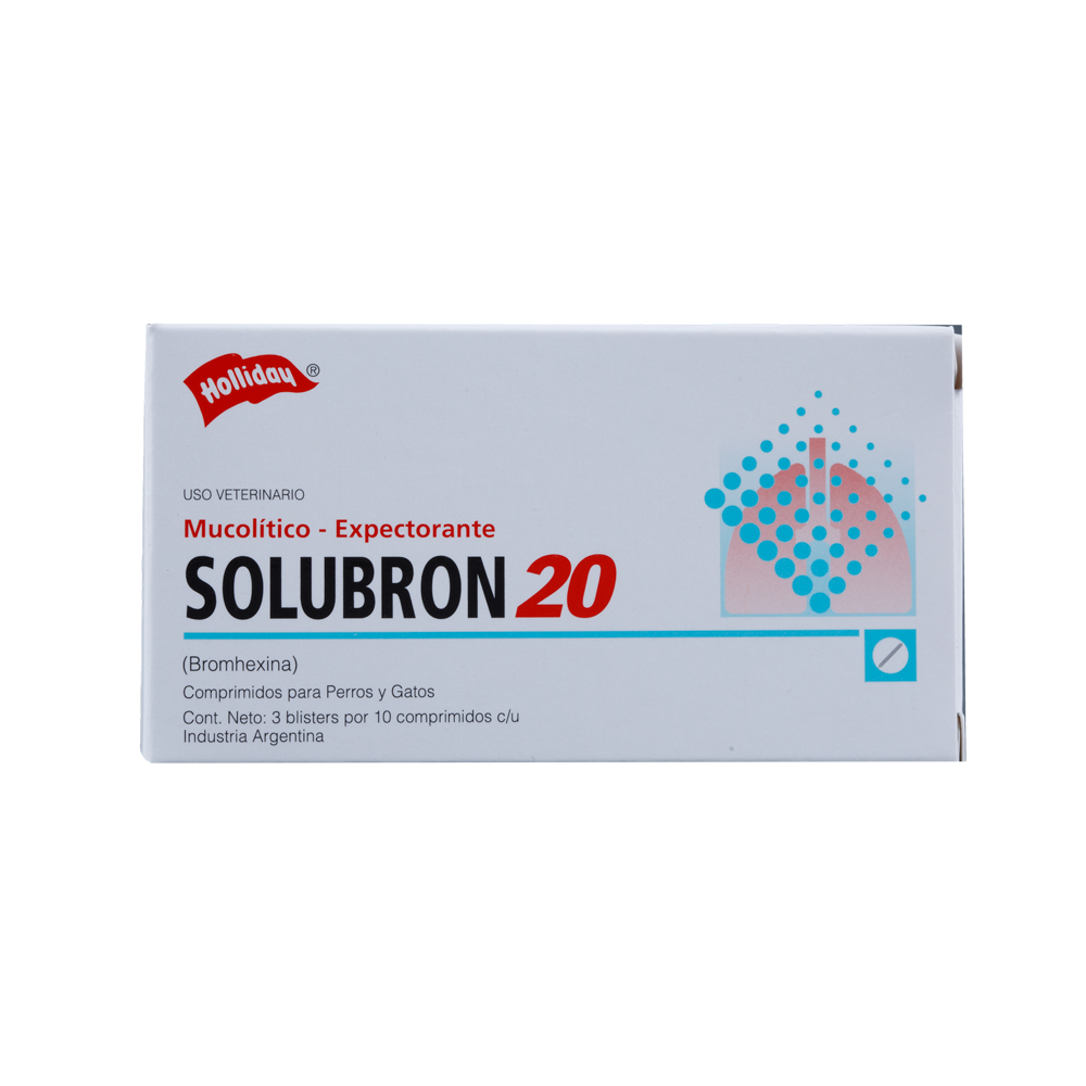 Mucolítico Solubron para Perros y Gatos 20mg 30 Tabletas