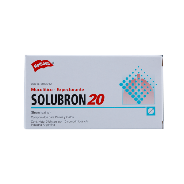 Mucolítico Solubron para Perros y Gatos 20mg 30 Tabletas