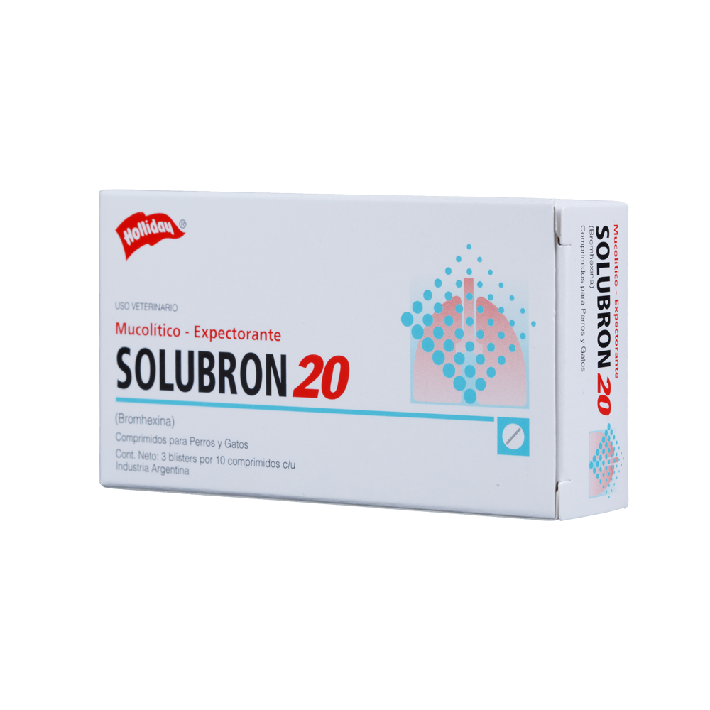 Mucolítico Solubron para Perros y Gatos 20mg 30 Tabletas