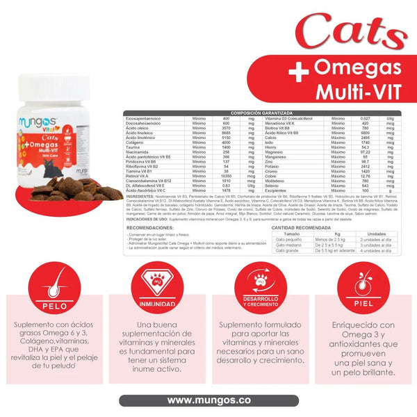 Suplemento Para Gatos Mungos Vital Omega 3-6-9 X 80 Nuggets