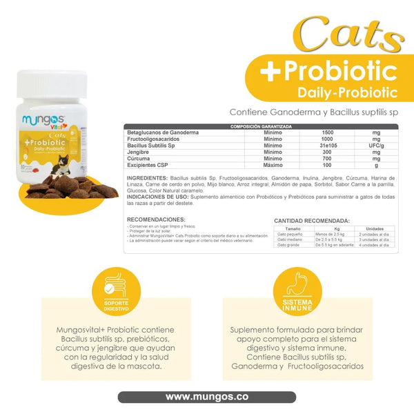Suplemento Para Gatos Mungos Probióticos de 80 Nuggets