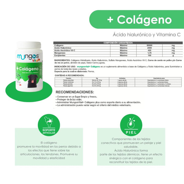 Suplemento Para Perro Mungos Vital Colágeno polvo 150 Gr