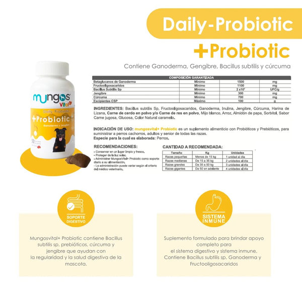 Suplemento Para Perro Mungos Vital Probióticos 50 Nuggets